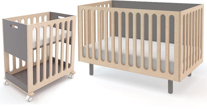 Oeuf Fawn 2-in-1 Crib System - Grey/Birch - 1FBC02