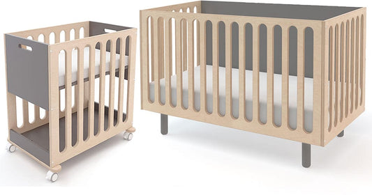 Oeuf Fawn 2-in-1 Crib System - Grey/Birch - 1FBC02