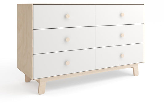 Oeuf 6 Drawer Dresser - Sparrow - White/Birch - 1M6D-S-01