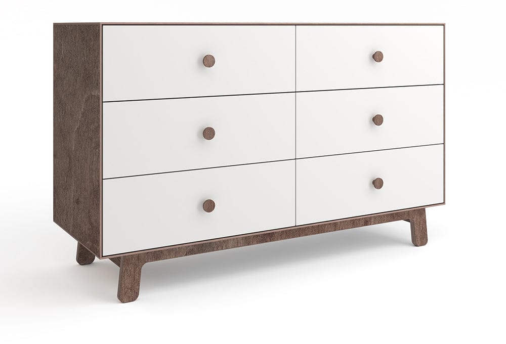 Oeuf 6 Drawer Dresser - Sparrow - White/Walnut - 1M6D-S-02