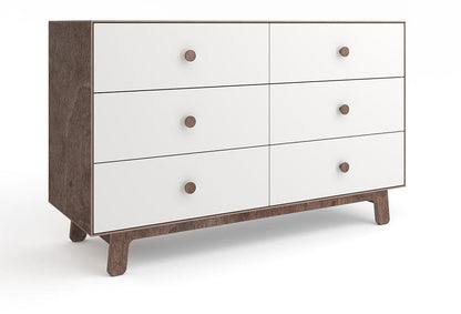 Oeuf 6 Drawer Dresser - Sparrow - White/Walnut - 1M6D-S-02