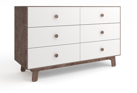 Oeuf 6 Drawer Dresser - Sparrow - White/Walnut - 1M6D-S-02