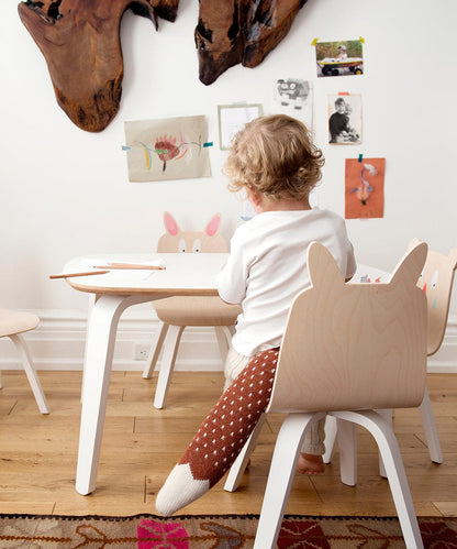 Oeuf Rabbit Play Chair (Set of 2) - White/Walnut - 1PYCR02