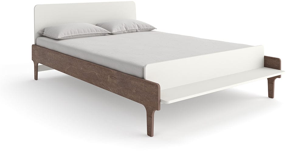 Oeuf River Full Bed - White/Walnut - 1RFB02