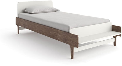 Oeuf River Twin Bed - White/Walnut - 1RTB02