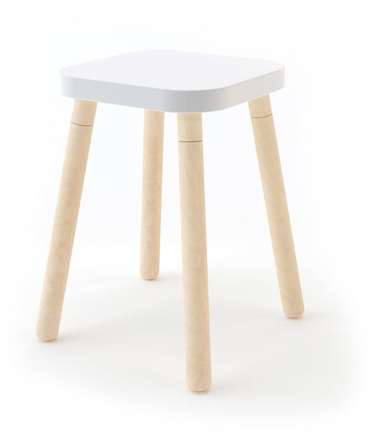 Oeuf Square Stool - White/Birch - 1SQ01