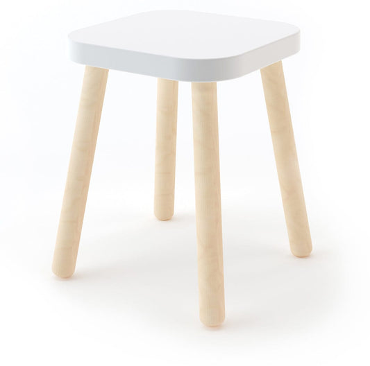 Oeuf Square Stool - White/Birch - 1SQ01
