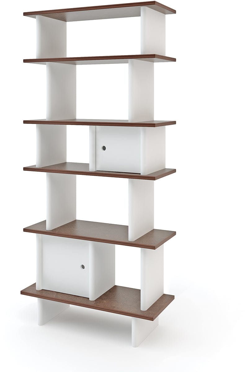 Oeuf Vertical Mini Library - White/Walnut - 1MLV02