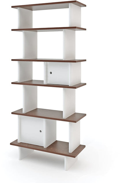 Oeuf Vertical Mini Library - White/Walnut - 1MLV02