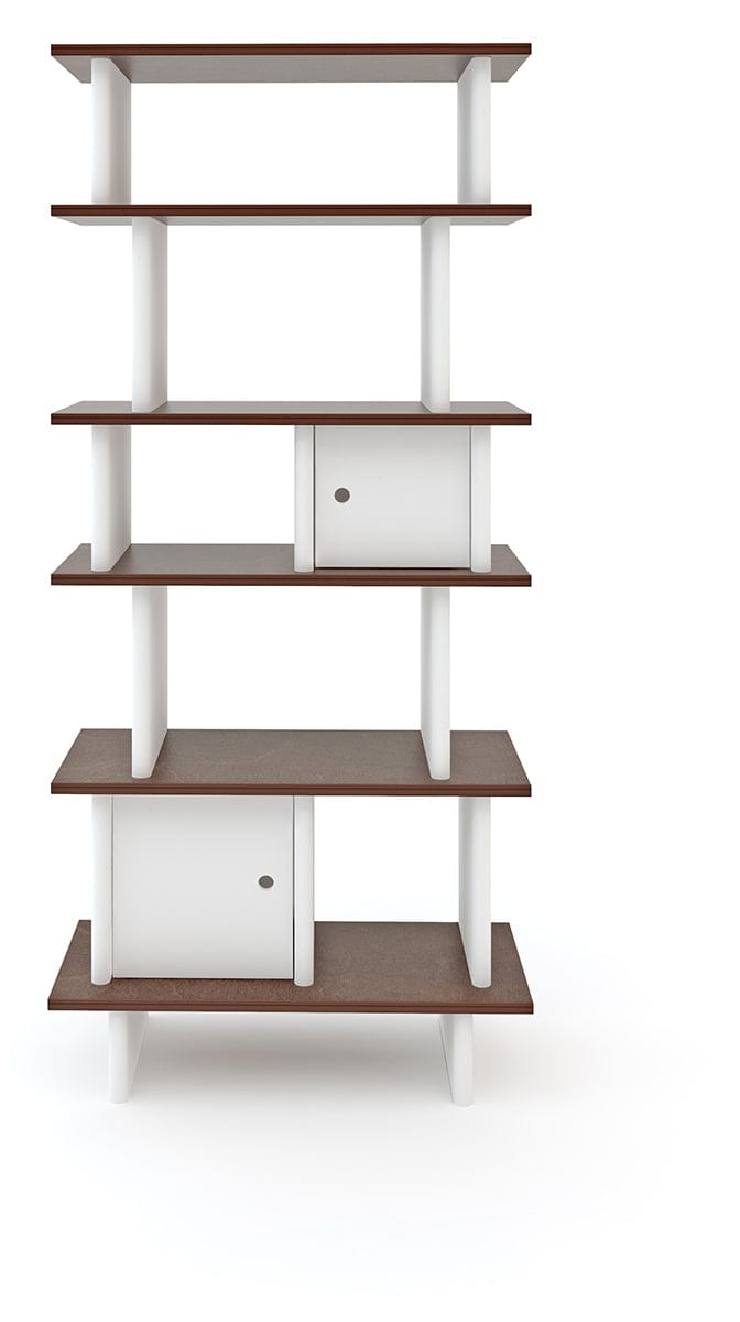 Oeuf Vertical Mini Library - White/Walnut - 1MLV02