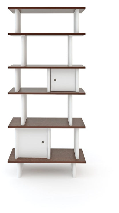 Oeuf Vertical Mini Library - White/Walnut - 1MLV02