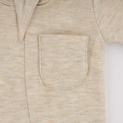 Oh Baby! Honeycomb Zipper Footie with Pocket - Sand, 6M - Image 5