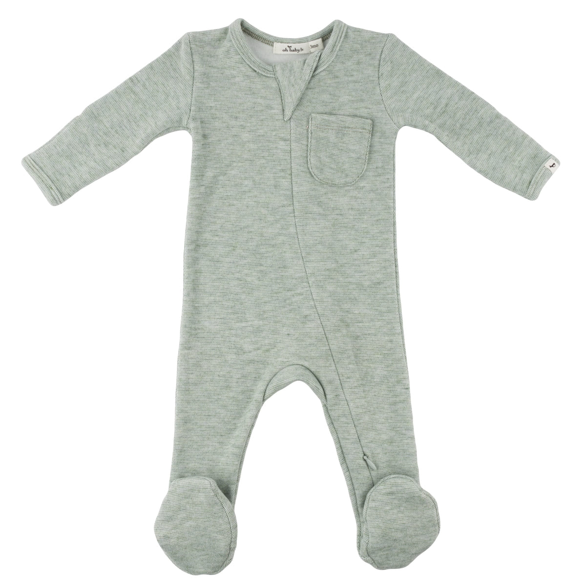 Oh Baby! Honeycomb Zipper Footie with Pocket - Spruce, 3M