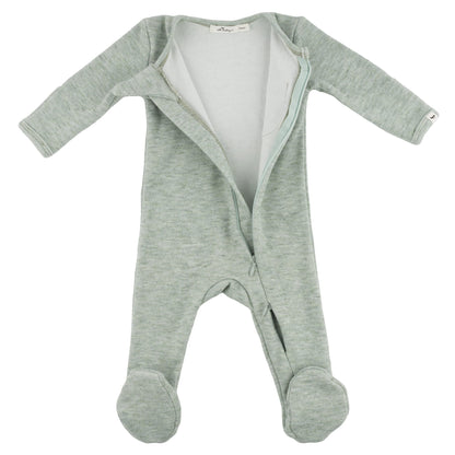 Oh Baby! Honeycomb Zipper Footie with Pocket - Spruce, 6M - Image 2