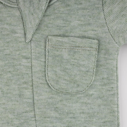 Oh Baby! Honeycomb Zipper Footie with Pocket - Spruce, 6M - Image 5