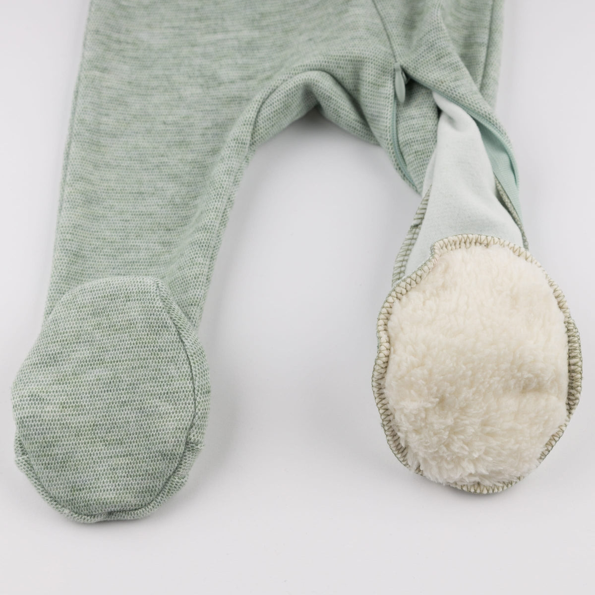 Oh Baby! Honeycomb Zipper Footie with Pocket - Spruce, 6M - Image 4