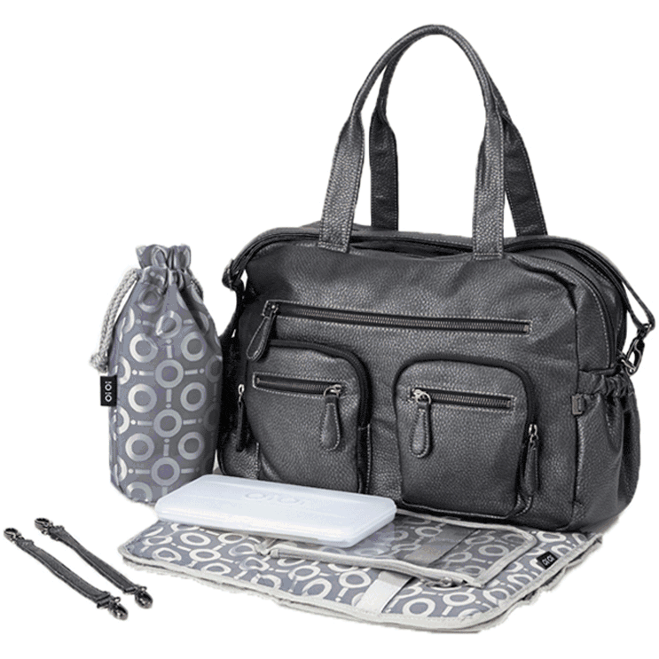 OiOi Charcoal Buffalo Carry All Diaper Bag - 6596