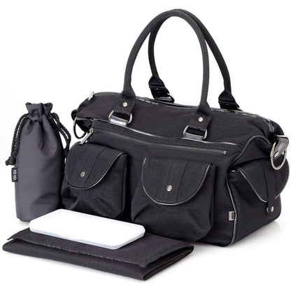 OiOi Black Wash with Patent Trim Carry All Diaper Bag - 6602