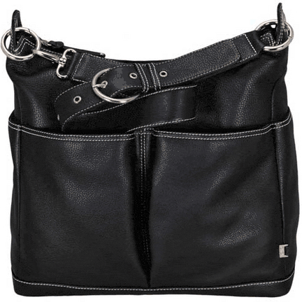 OiOi Black Zebra Leather Hobo Diaper Bag - 6269