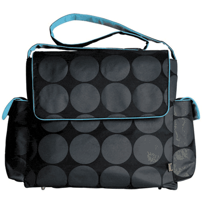 OiOi Grey Dot  with Blue Interior Messenger Diaper Bag - 6058O