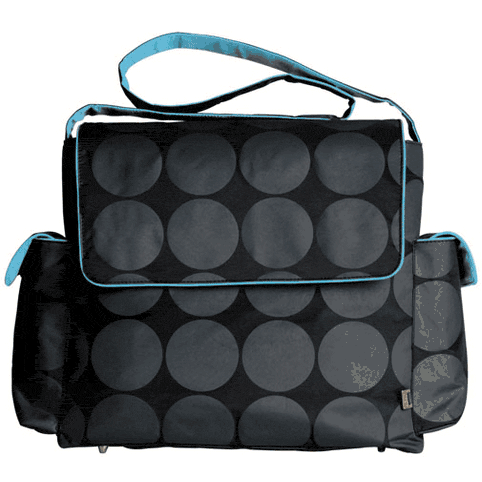 OiOi Grey Dot  with Blue Interior Messenger Diaper Bag - 6058O
