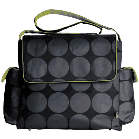 OiOi Grey Dot  with Lime Interior Messenger Diaper Bag - 5496