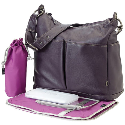OiOi Leather Hobo Diaper Bag in Sugar Plum - 6383