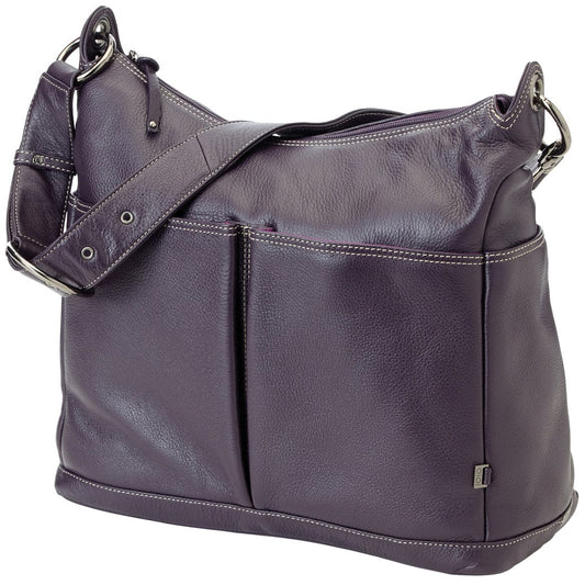 OiOi Leather Hobo Diaper Bag in Sugar Plum - 6383