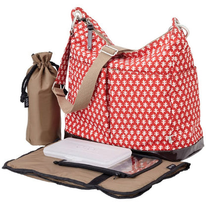 OiOi Poppy Red Mini Geo Hobo Diaper Bag - 6607