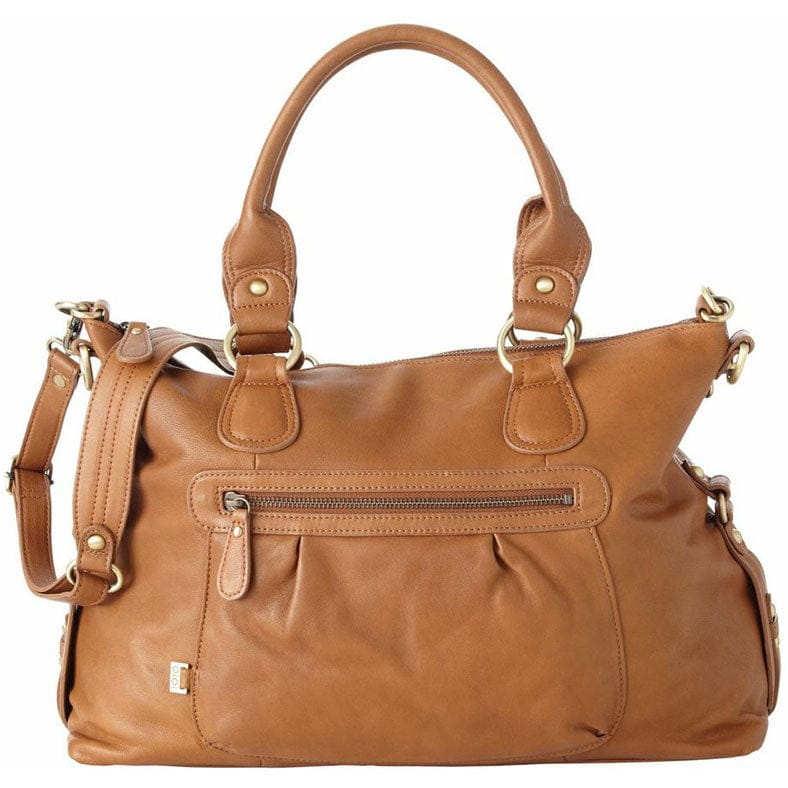 OiOi Tan Leather Slouch Tote Diaper Bag - 6421