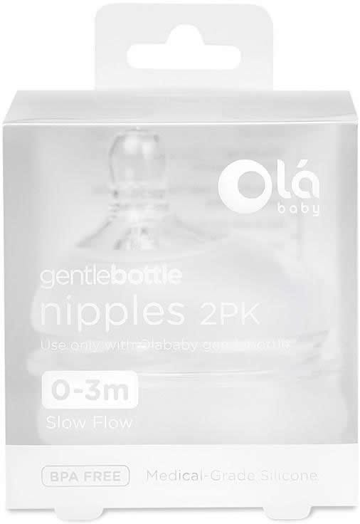 Olababy Gentle Bottle Slow Flow Nipples 0-3M - 2 Pack - 82001