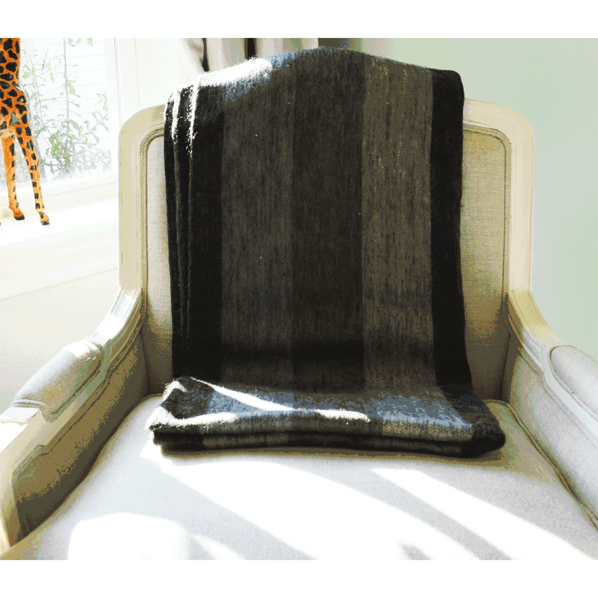 Oliver B Alpaca Throw in Grey Stripes - OBA0203