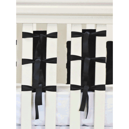 Oliver B Ventilated Slat 20 Pack Bumpers in Black Minky and Satin Black Ties - OBN0114M