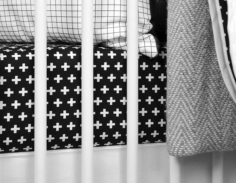 Olli + Lime Crib Sheet - Cross Black - CSBK14