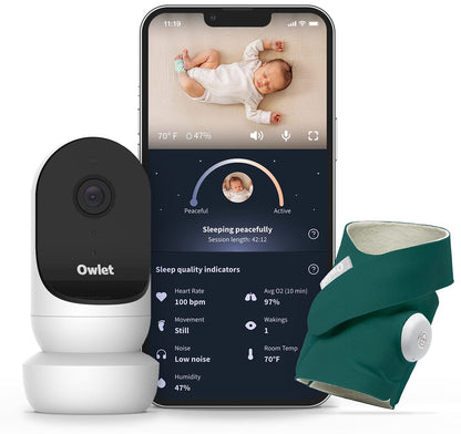 Owlet Cam 2 & Dream Sock Duo Smart Baby Monitoring System - Deep Sea Green - PS04N55BBK