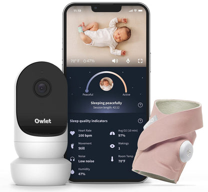 Owlet Cam 2 & Dream Sock Duo Smart Baby Monitoring System - Dusty Rose - PS04N20BBK