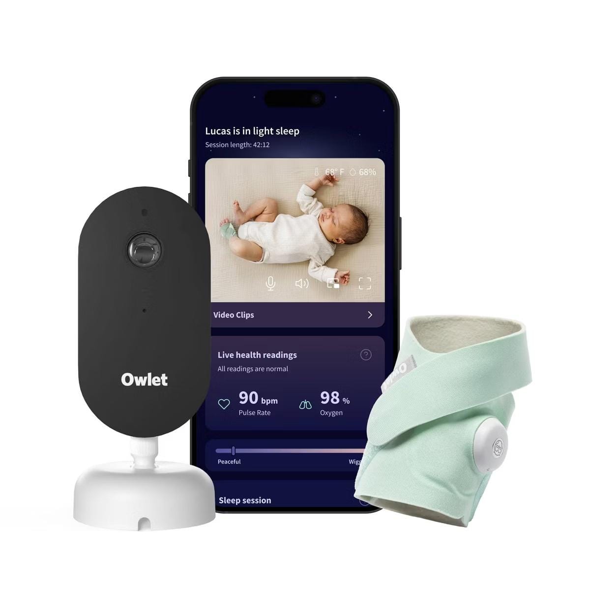 Owlet Dream Duo (Gen 3) Smart Baby Monitoring System - Mint - PS03NMWUSN