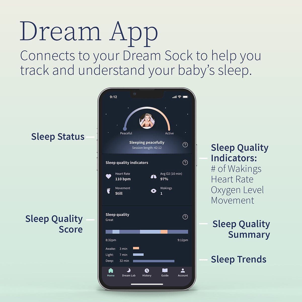 Owlet Dream Sock Smart Baby Monitor - Dusty Rose - BM06N20MCJ