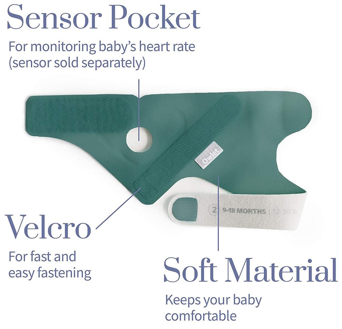Owlet Fabric Accessory Sock Set for Smart Sock 3 -  Deep Sea Green - sks6l21bbyh