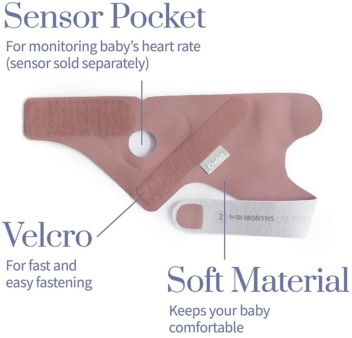 Owlet Fabric Accessory Sock Set for Smart Sock 3 - Dusty Rose - SKS6L20BBYH