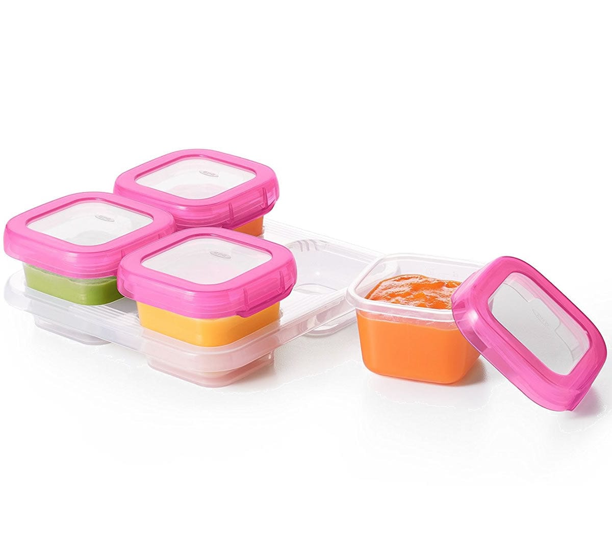 OXO Tot Baby Blocks Freezer Storage Containers, 4 oz - Pink - 61114500