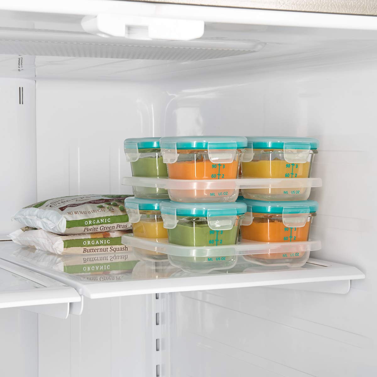 OXO Tot Glass Baby Blocks Freezer Storage Containers, 4 Oz - Teal - 61130400