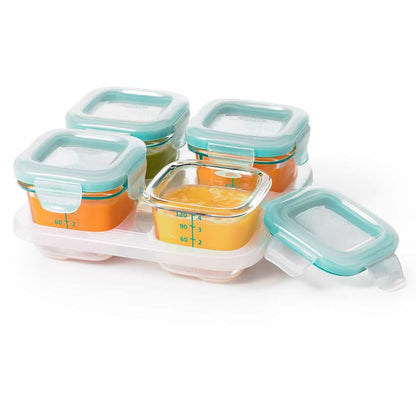 OXO Tot Glass Baby Blocks Freezer Storage Containers, 4 Oz - Teal - 61130400