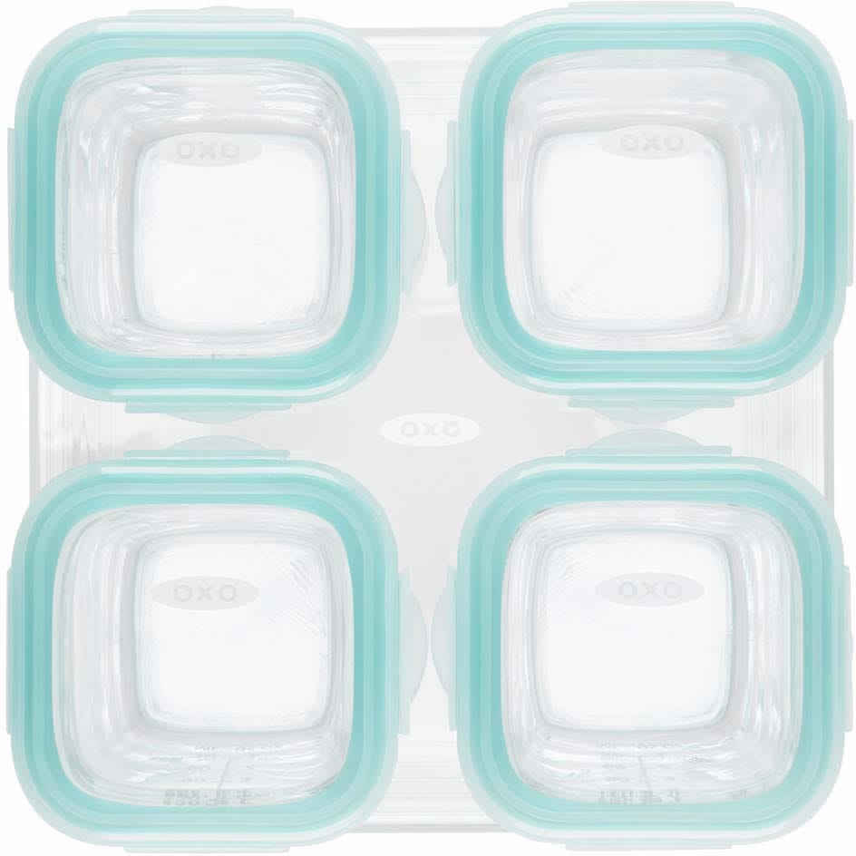 OXO Tot Glass Baby Blocks Freezer Storage Containers, 4 Oz - Teal - 61130400