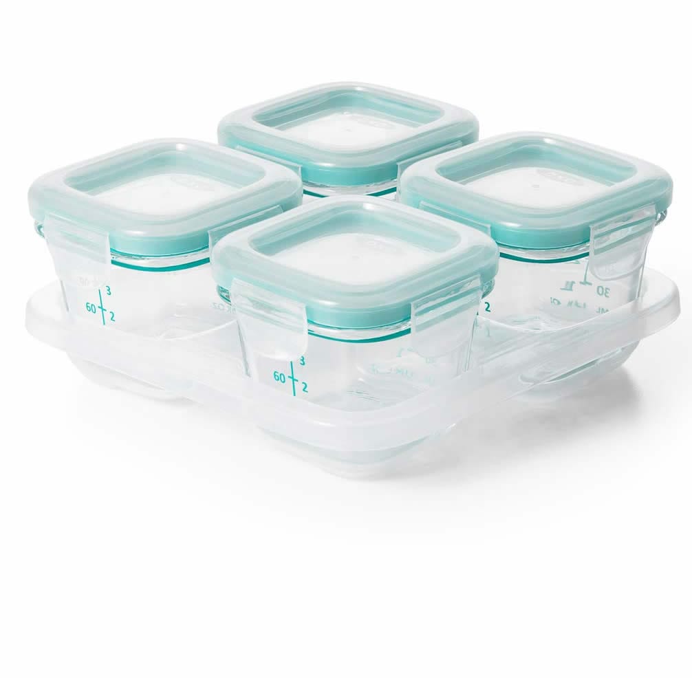 OXO Tot Glass Baby Blocks Freezer Storage Containers, 4 Oz - Teal - 61130400