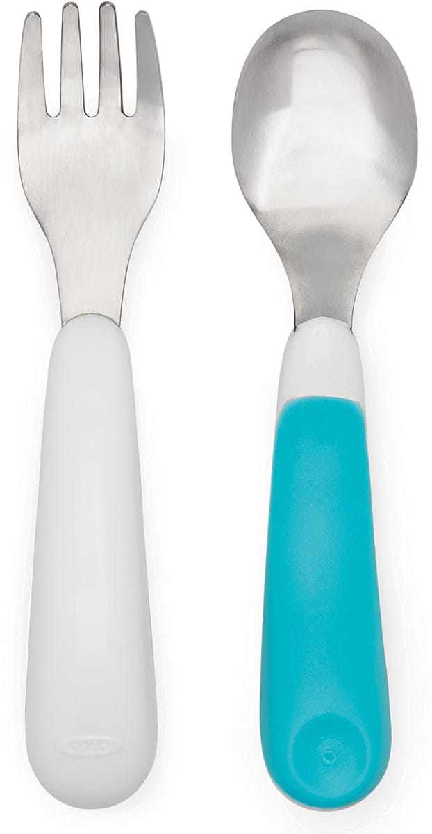 OXO Tot On-the-Go Fork & Spoon Set - Aqua
