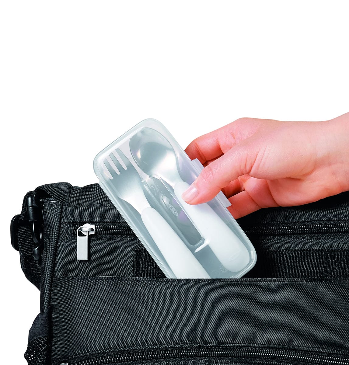 OXO Tot On-the-Go Fork & Spoon Set - Aqua