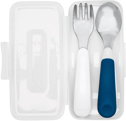 OXO Tot On-the-Go Fork & Spoon Set - Navy