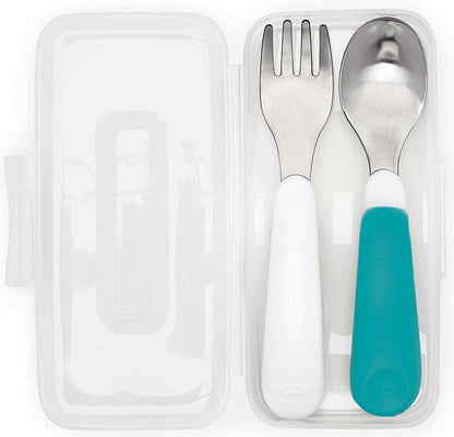 OXO Tot On-the-Go Fork & Spoon Set - Teal
