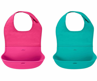 OXO Tot Roll Up Bib, 2-pack - Pink & Teal - 61138800